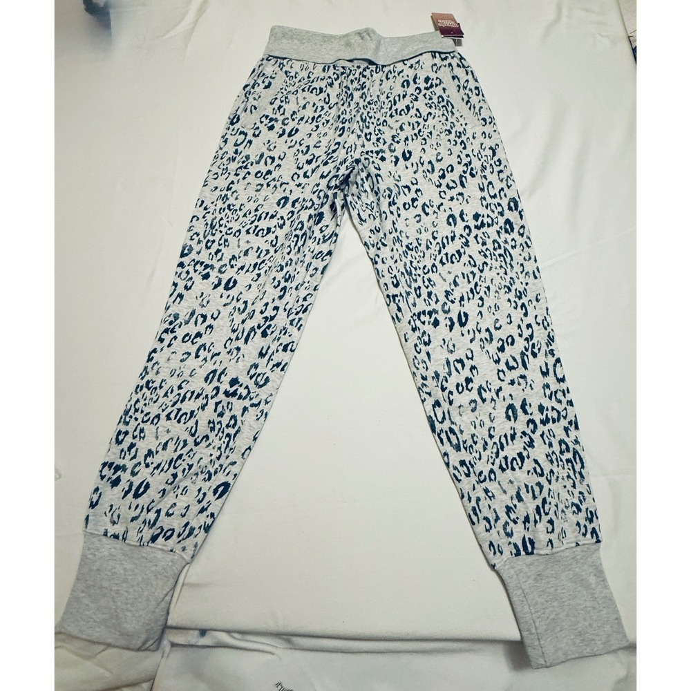 Hippie Rose‎ Joggers Women M Grey Blue Leopard Print Fleece Sweatpants NEW